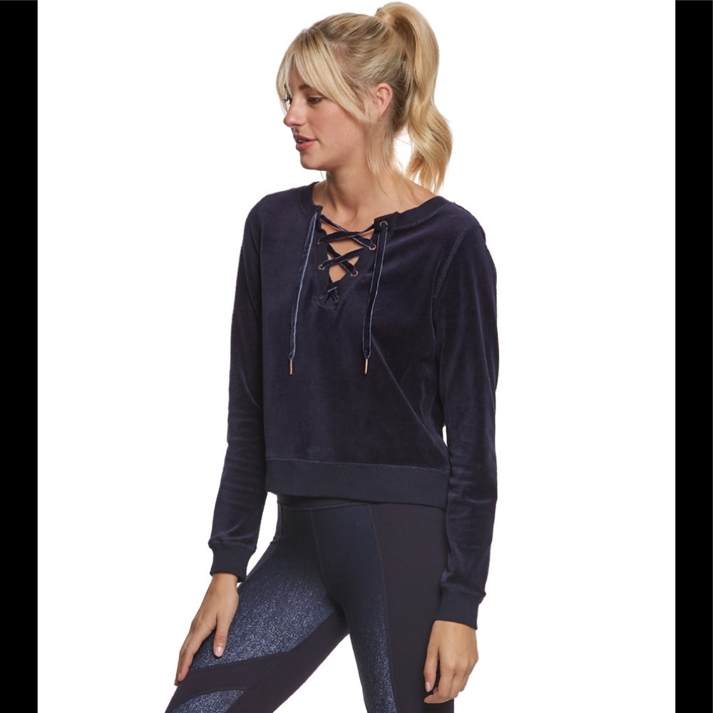 NWT Betsey Johnson Velour Lace-up Pullover Size M